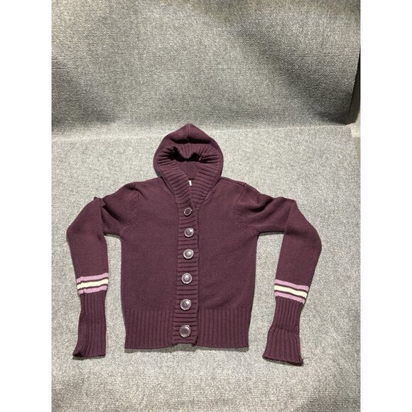 Arizona Hoodie Women’s Size Medium Purple Long Sleeve Button Up - Picture 1 of 11